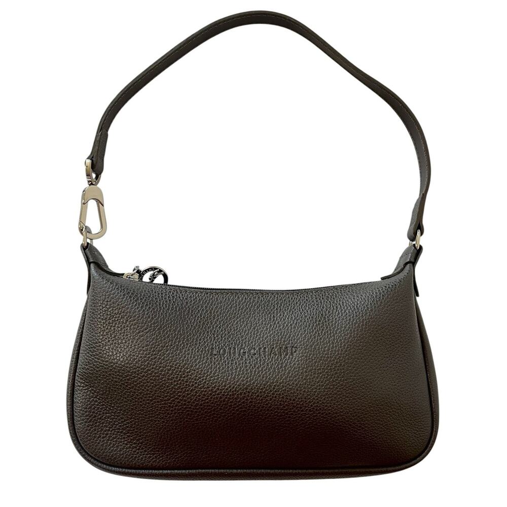 Longchamp Le Foulonne Grey Pebbled Leather Baguette Shoulder Bag Vintage Y2K